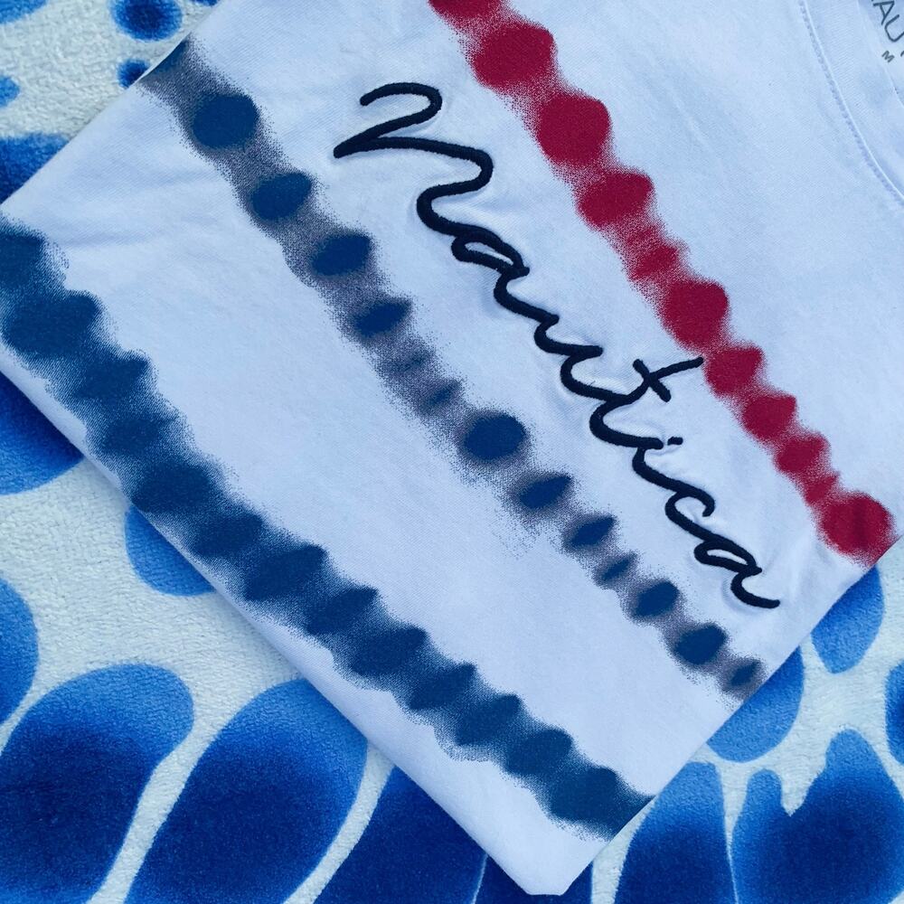 Nautica Patriotic Logo Tie Dye Short Sleeve Cotton Tee ๐บ๐ธ NWOT - Picture 2 of 15